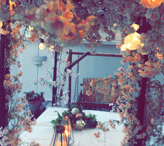 Light Cherry Blossom Table Setup