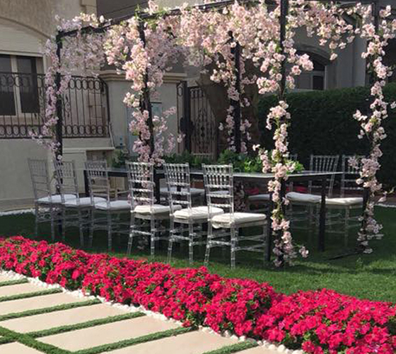Light Cherry Blossom Table Setup