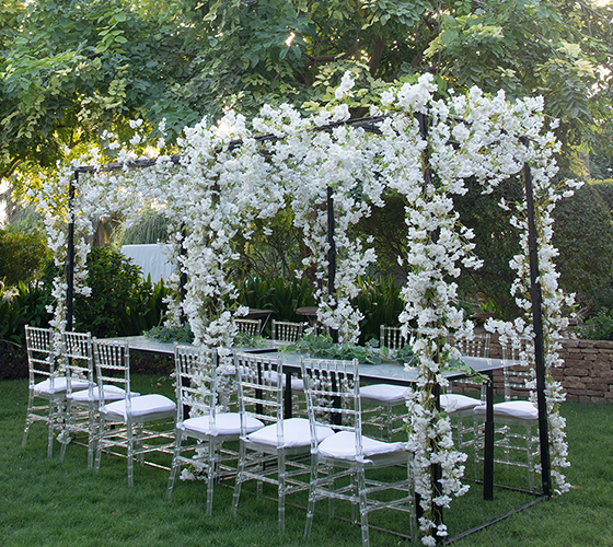 White Cherry Blossom Table Set Up