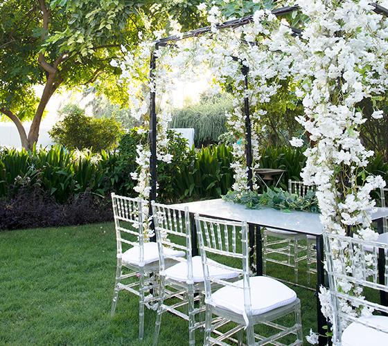 White Cherry Blossom Table Set Up
