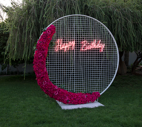 Hot Pink Neon Circle Wall