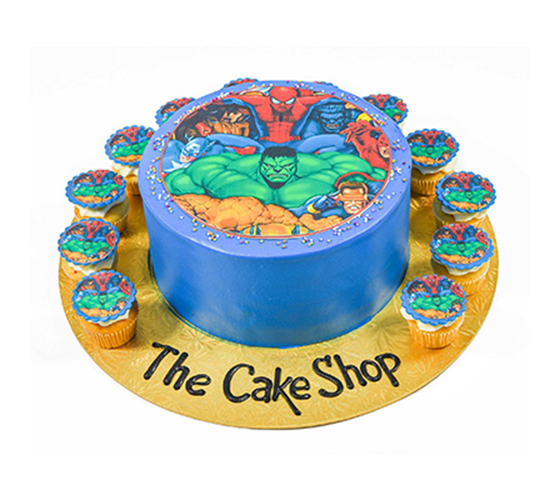Action Hero Cake and Cupcakes