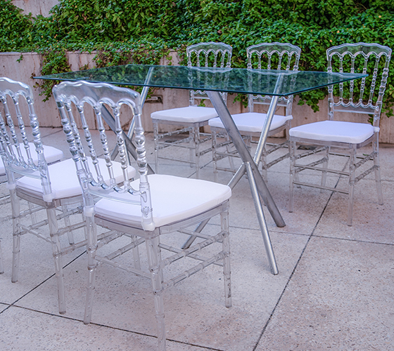 Glass Square Table with 6 Chairs